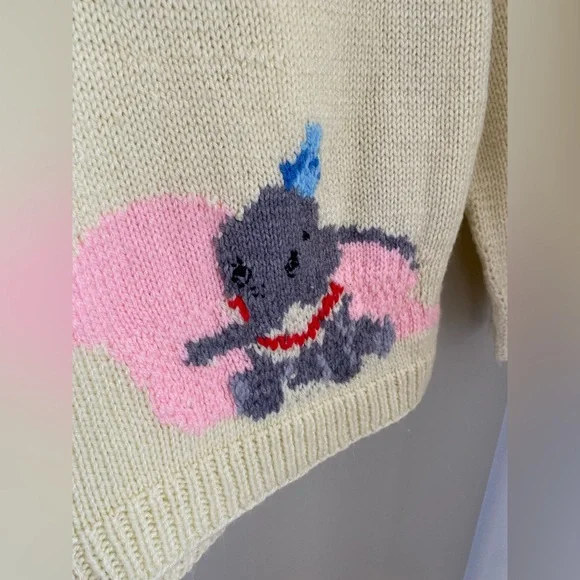 Vintage Hand-Knit Dumbo Zip Cardigan Size 6-7 (approx) - Picture 7 of 12